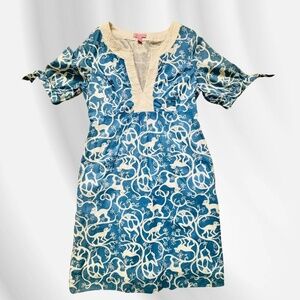 Lilly Pulitzer Shake It Up Monkey Print‎ Dress Blue White sz10
